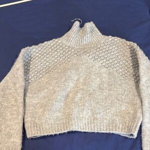 Free People Textured Gray Turtleneck Sweater